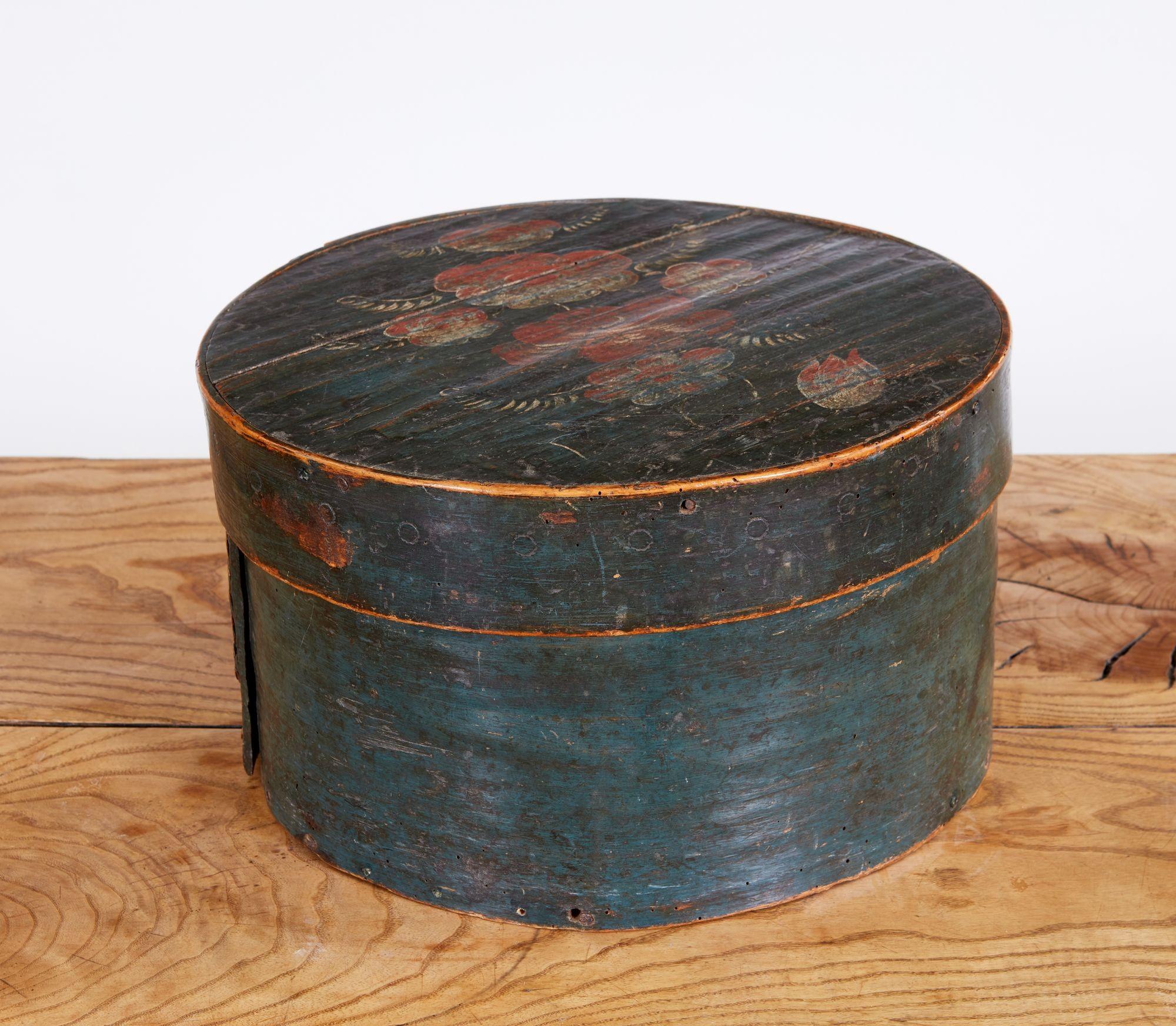 Early 19th Century Norwegian Blue Painted Pantry Box For Sale