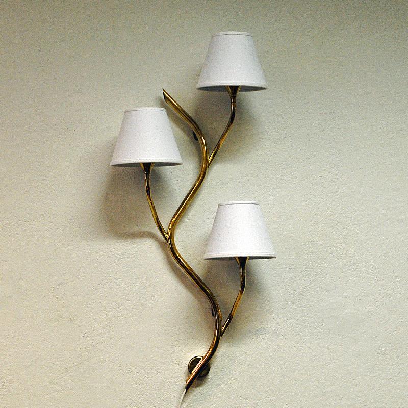 Polished Midcentury Norwegian Branch Brass Wall Lamp from Astra, 1950s