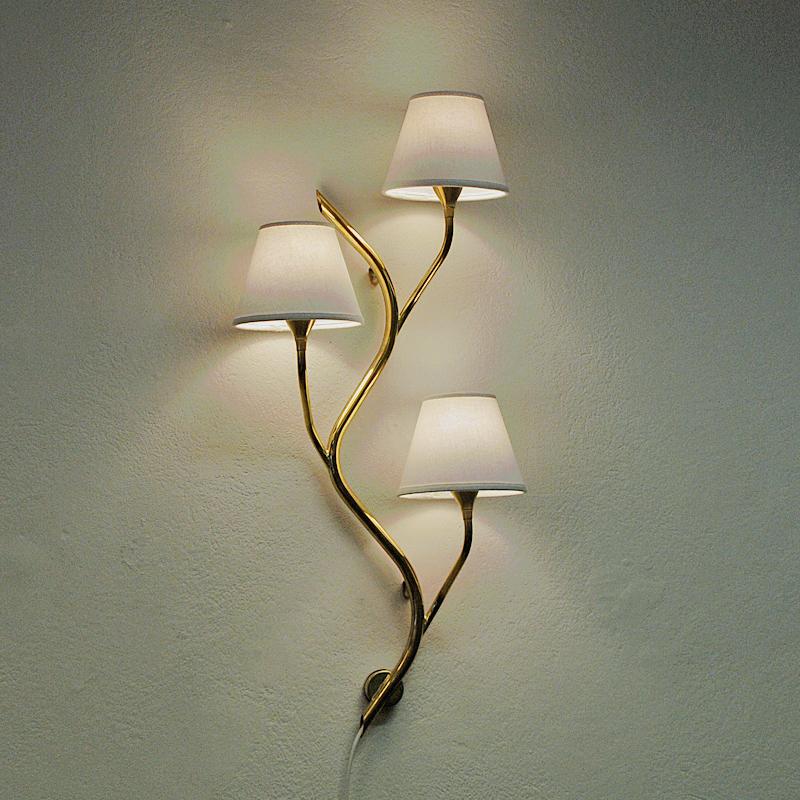 Mid-20th Century Midcentury Norwegian Branch Brass Wall Lamp from Astra, 1950s