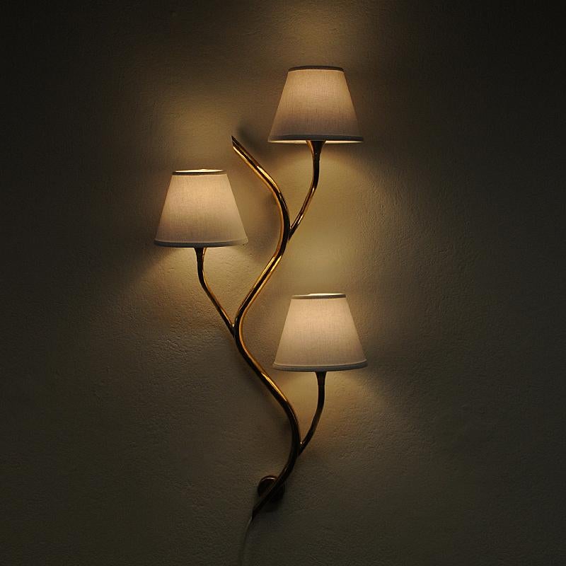 Midcentury Norwegian Branch Brass Wall Lamp from Astra, 1950s 1