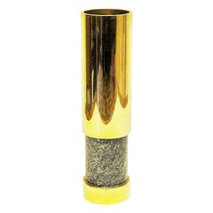 Vintage Norwegian Brass and Stone Vase by Saulo, 1970s, Norway