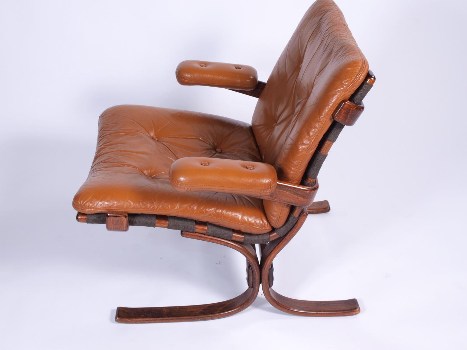 Norwegian Cantilever Easy Chair in Leather by Jon Hjortdal for Velledalen, 1970s 1