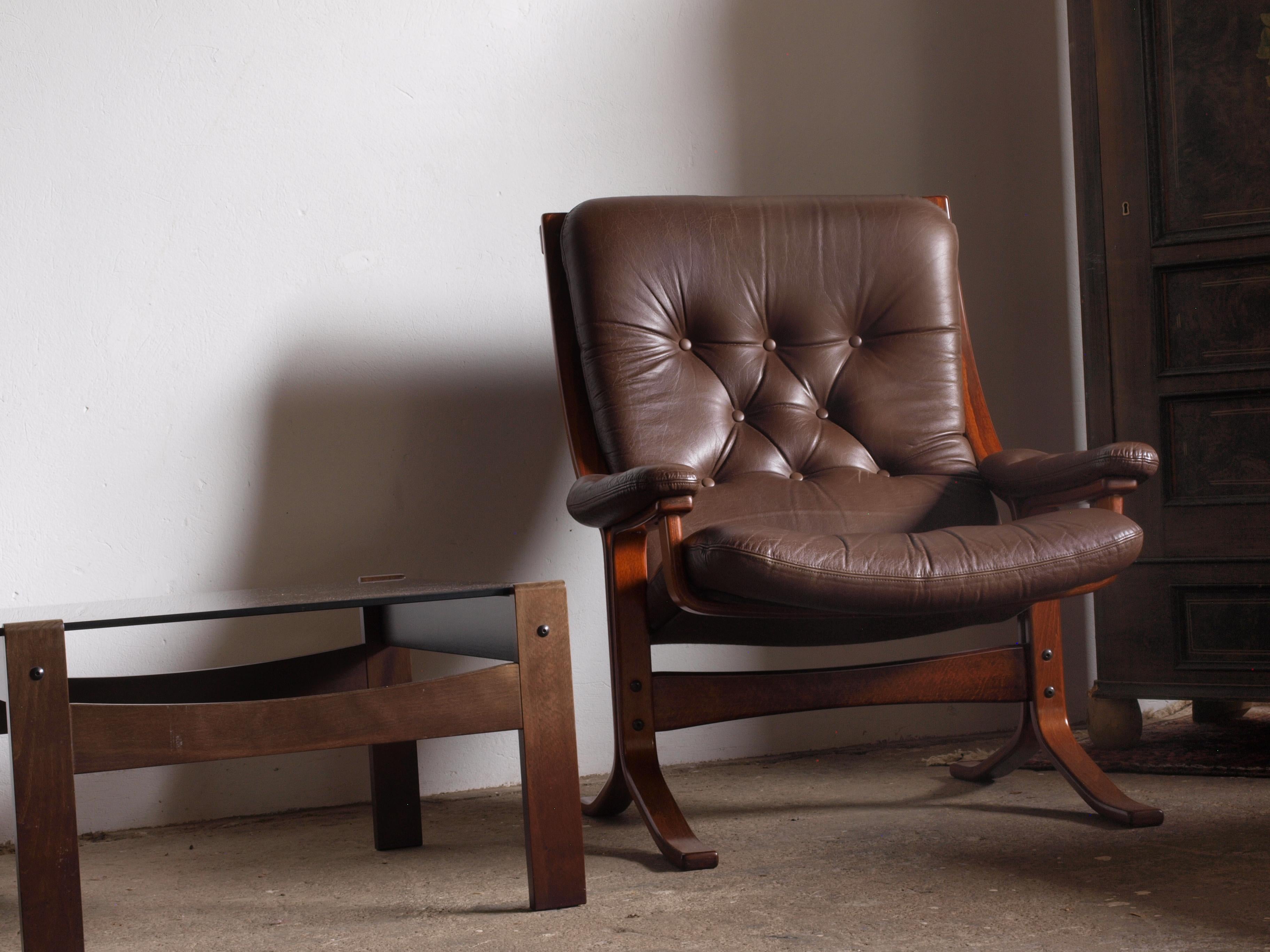Fauteuil cantilever norvégien en cuir, Jon Hjortdal, Velledalen, 1970 4