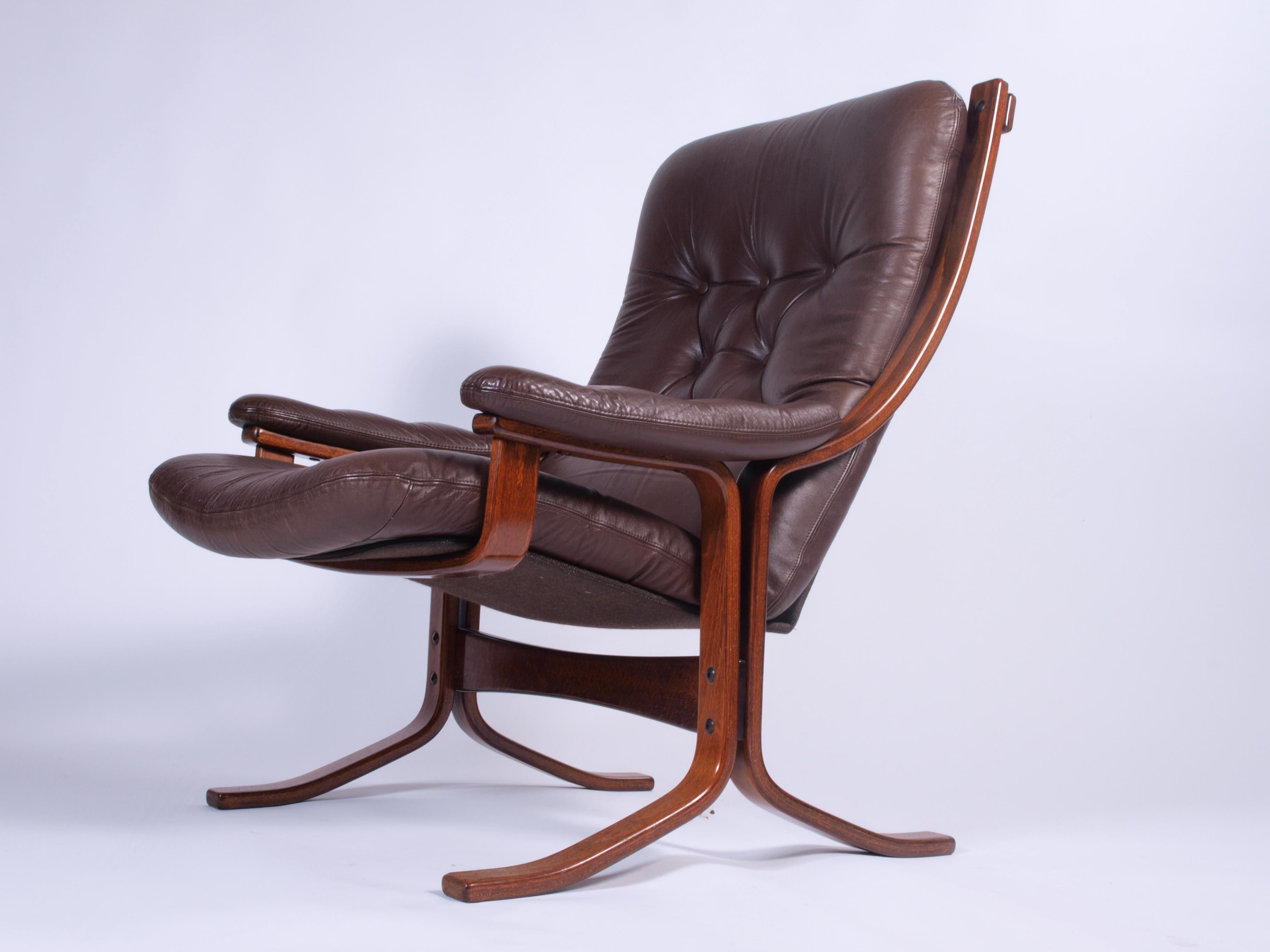Fauteuil cantilever norvégien en cuir, Jon Hjortdal, Velledalen, 1970 Bon état à Store Heddinge, DK