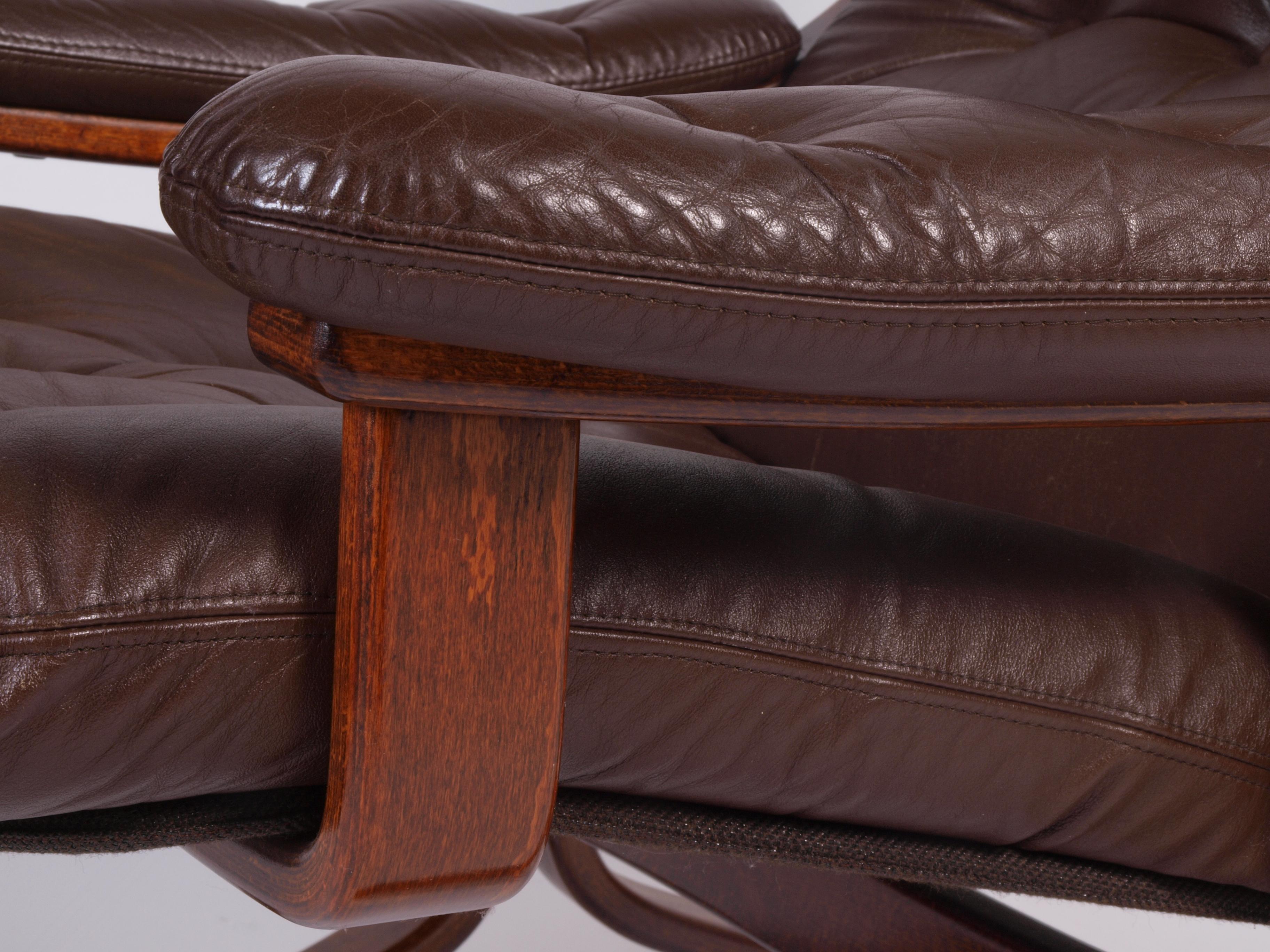 Hêtre Fauteuil cantilever norvégien en cuir, Jon Hjortdal, Velledalen, 1970