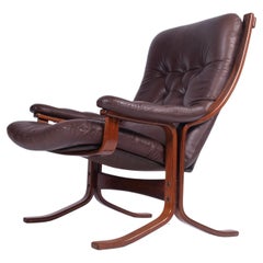 Norwegian Cantilever Easy Chair Leather, Jon Hjortdal, Velledalen, 1970s