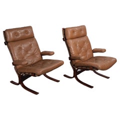 Norwegian Cantilever Easy Chairs in Leather by Jon Hjortdal, Velledalen, 1970s