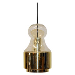 Norwegian ceiling brass and glass pendant by Jonas Hidle for Høvik Verk 1970s