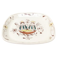 Norwegian Ceramic Flamingo Master Chef Handpainted Plate by Inger Waage
