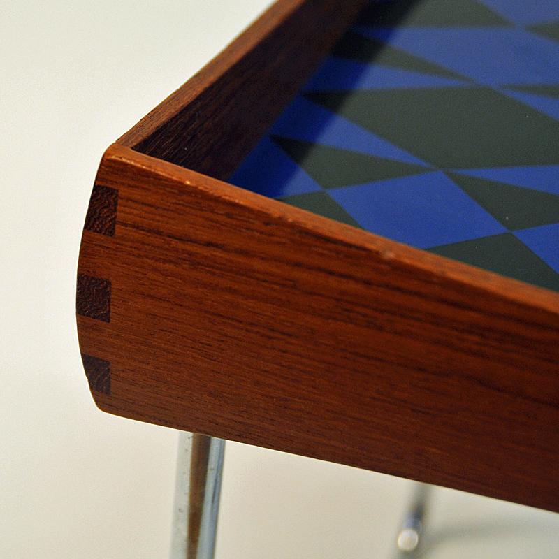 Polished Norwegian Conform Tray Table 1962 with Enamel Top by Hermann Bongard for Plus