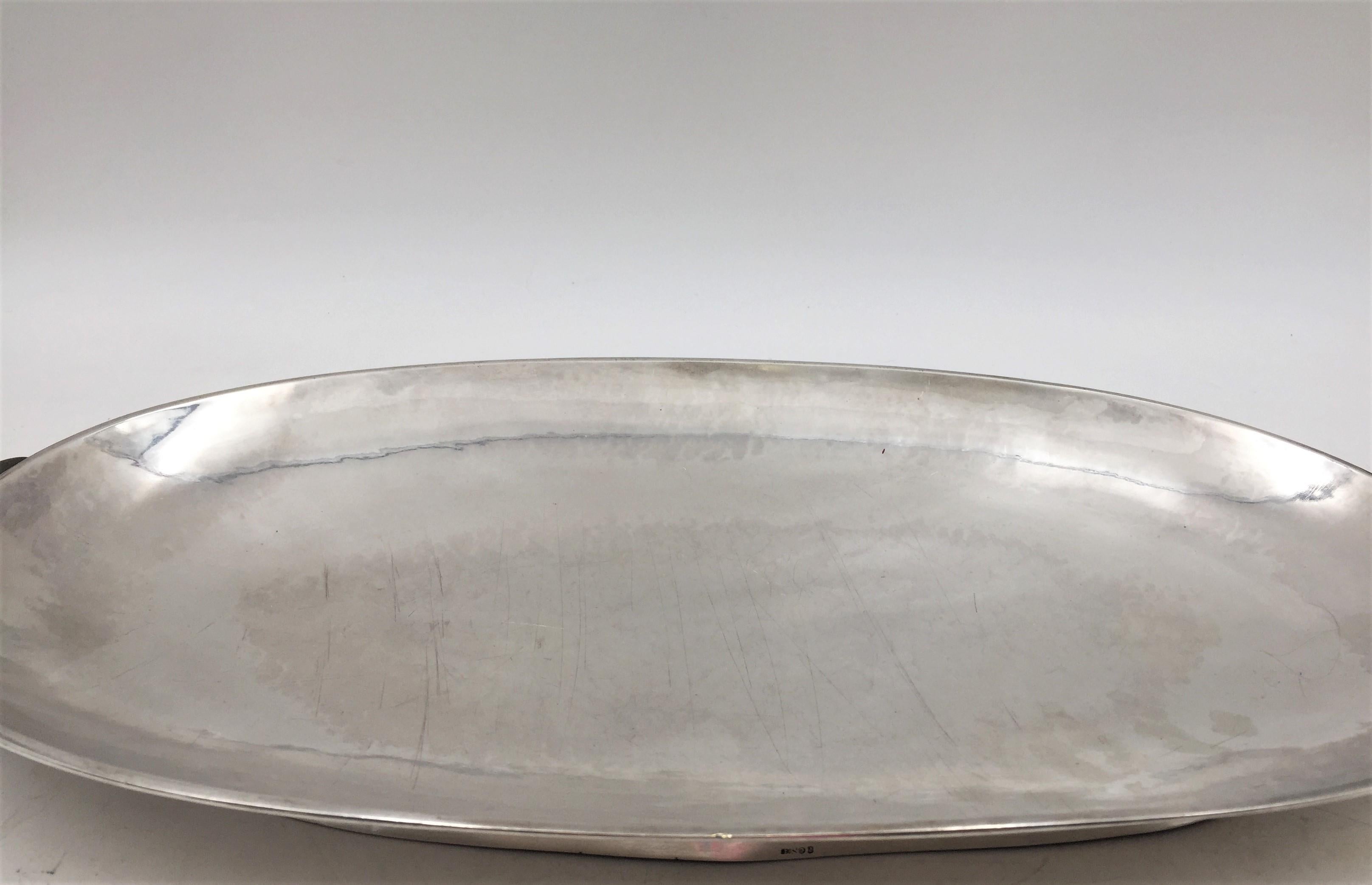 Norwegian Continental Silver Large Hammered Centerpiece Tray in Art Deco Style In Good Condition For Sale In New York, NY