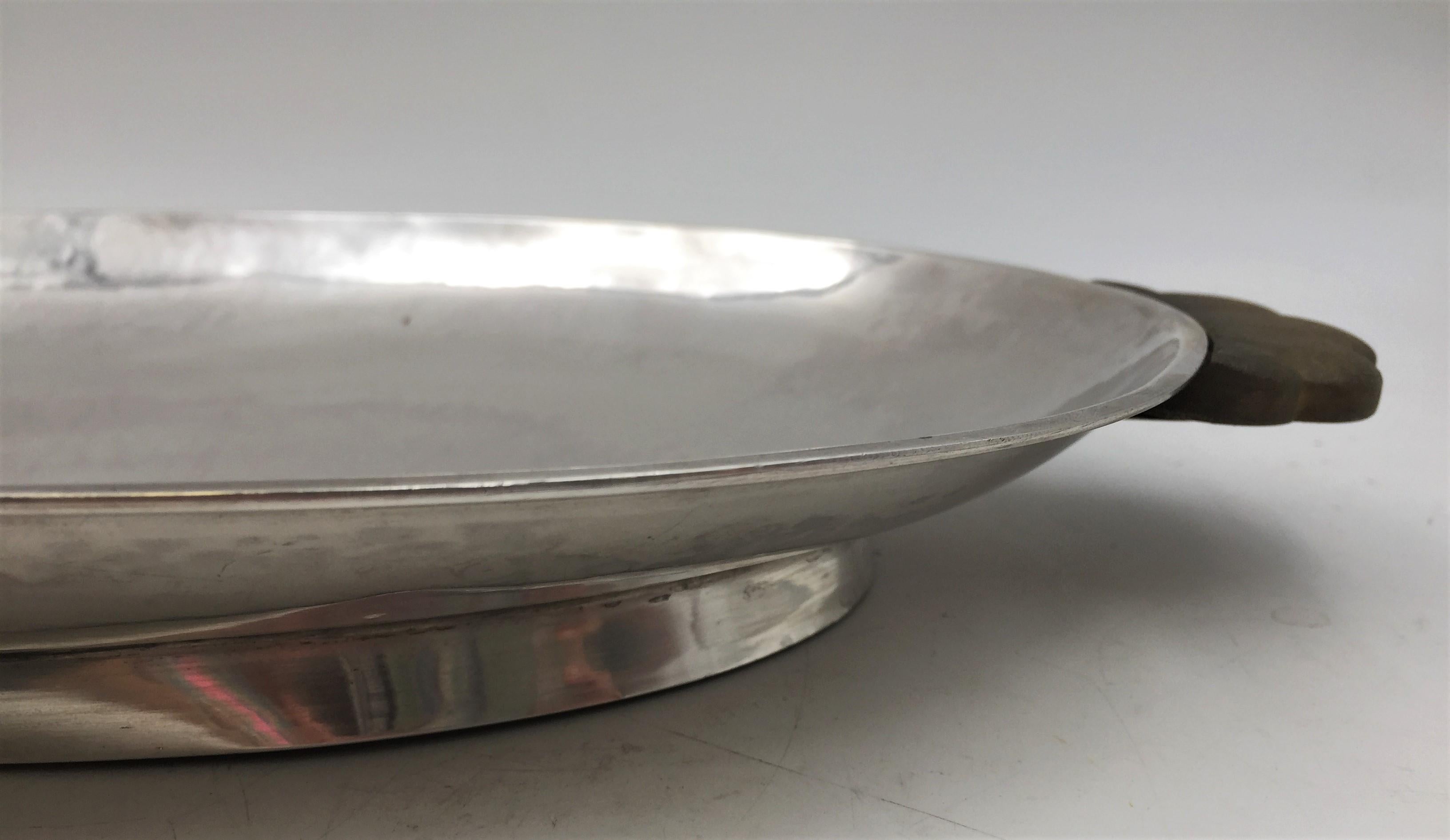 20th Century Norwegian Continental Silver Large Hammered Centerpiece Tray in Art Deco Style For Sale