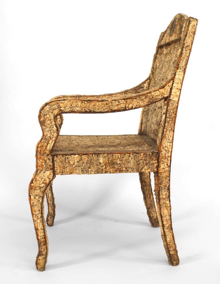 Norwegian Neoclassic Cork & Twig Arm Chair For Sale