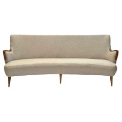 Norwegian Cream Wool and Teak 3 Seater Sofa