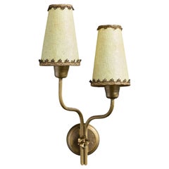 Designer norvégien, Lights, laiton, tissu, Norvège, années 1940