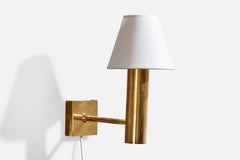 Norwegian Designer, Wall Light, Brass, Fabric, Sweden, 1960s