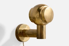 Norwegian Designer, Wall Light, Brass, Norway, 1960s