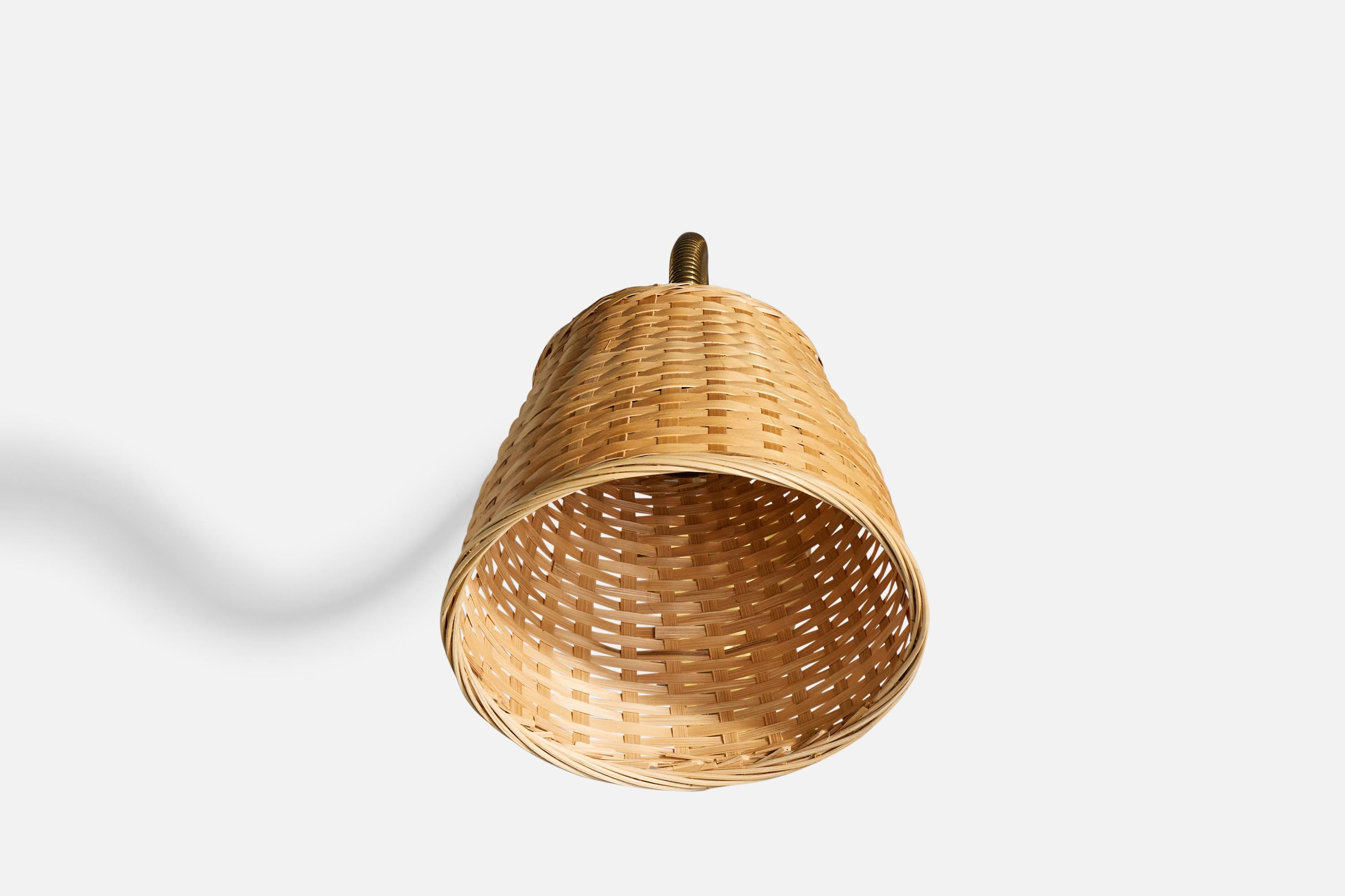 Mid-Century Modern Designer norvégien, Design-Light, laiton, rotin, Norvège, années 1950 en vente