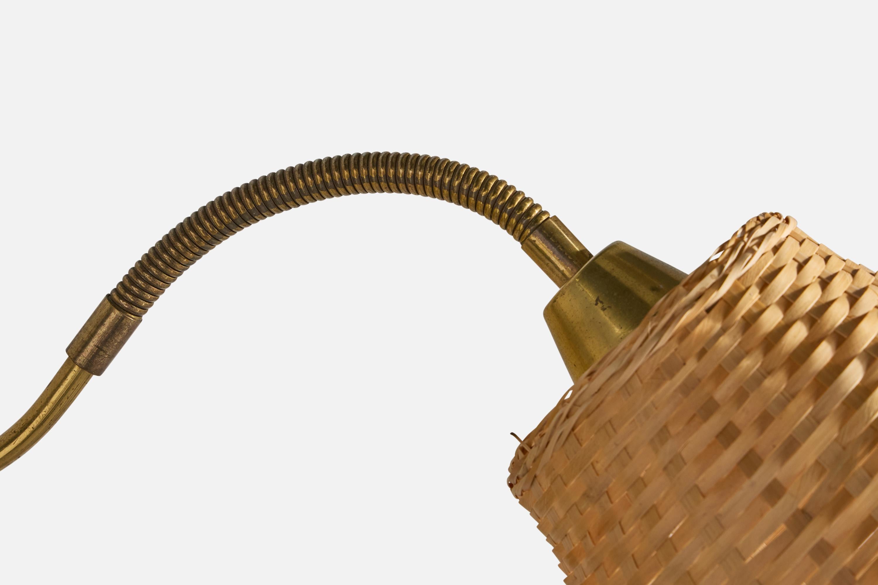 Laiton Designer norvégien, Design-Light, laiton, rotin, Norvège, années 1950 en vente