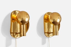Norwegian Designer, Wall Lights, Brass, Norway, 1960s
