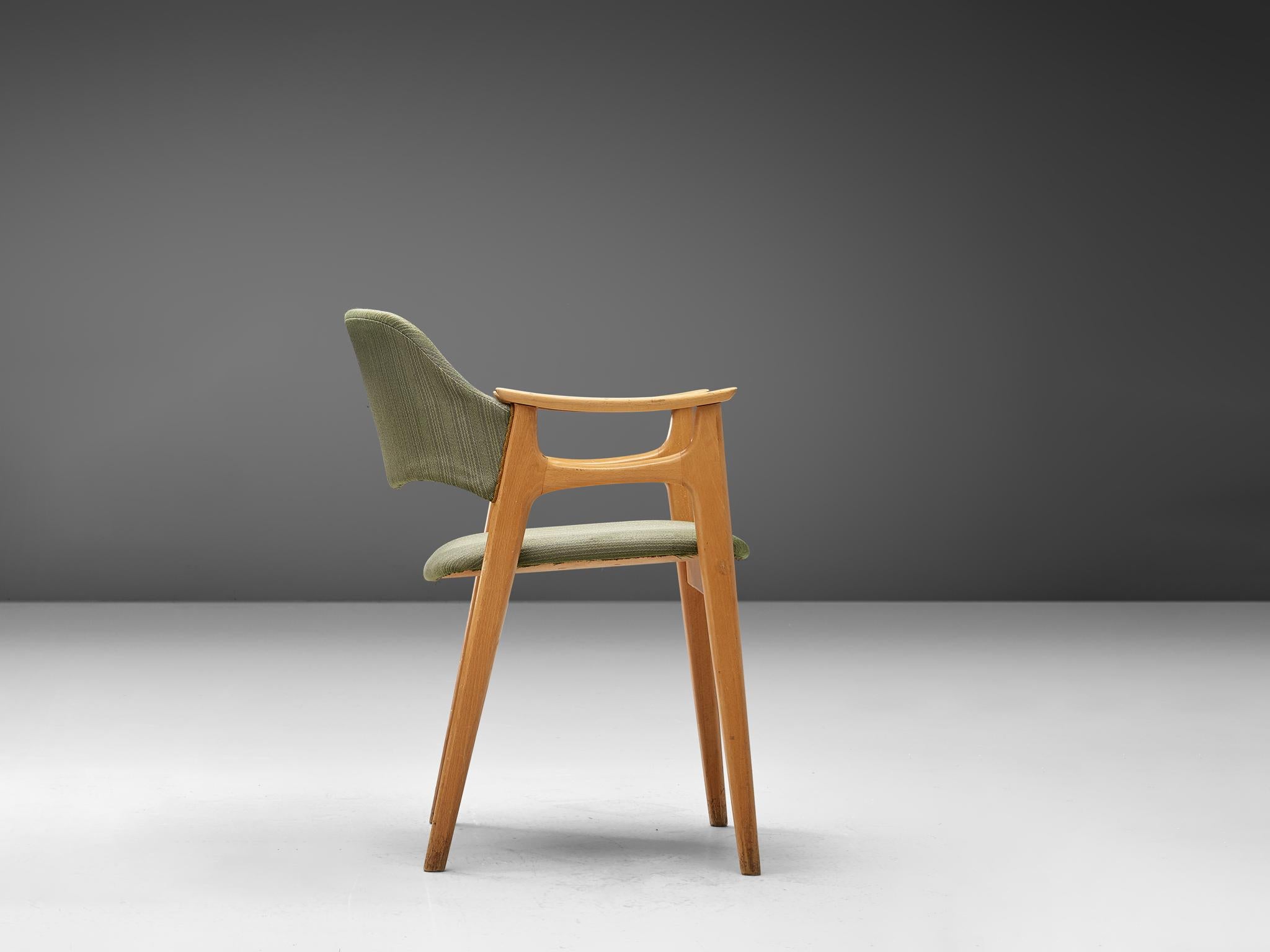 Norwegian Dining Chair with Soft Green Upholstery In Good Condition For Sale In Waalwijk, NL