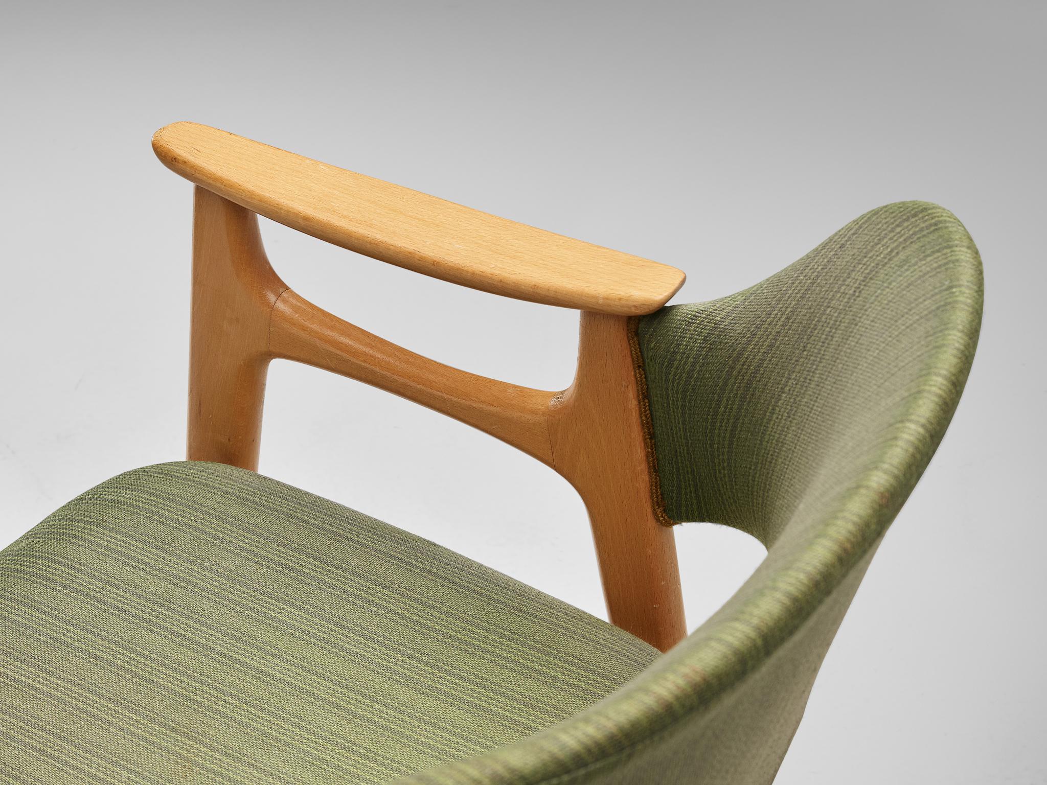 Mid-20th Century Norwegian Dining Chair with Soft Green Upholstery For Sale