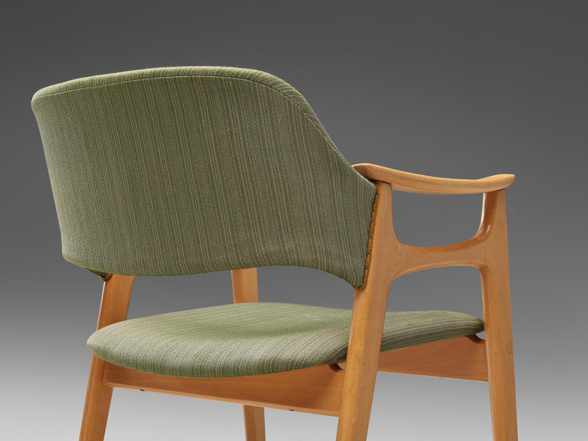 Norwegian Dining Chair in Olive Green Upholstery For Sale 1