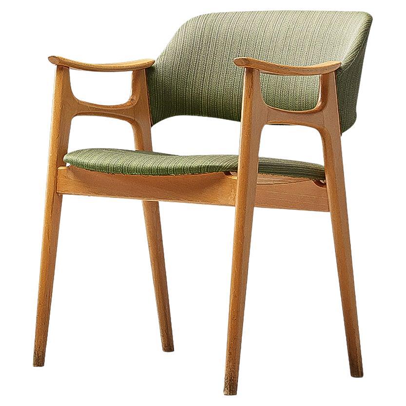 Norwegian Dining Chair in Olive Green Upholstery