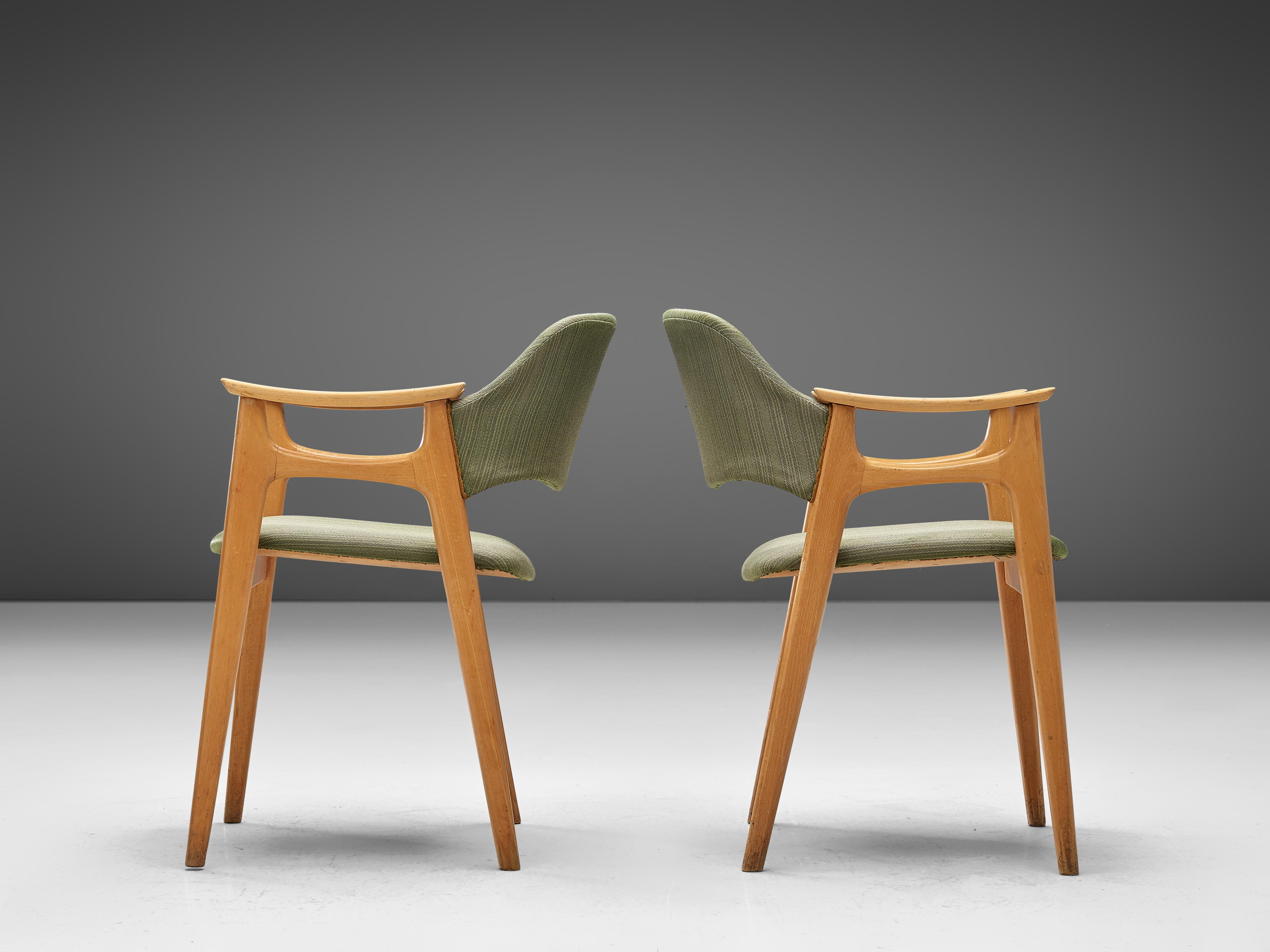 Norwegian Dining Chairs with Soft Green Upholstery 4