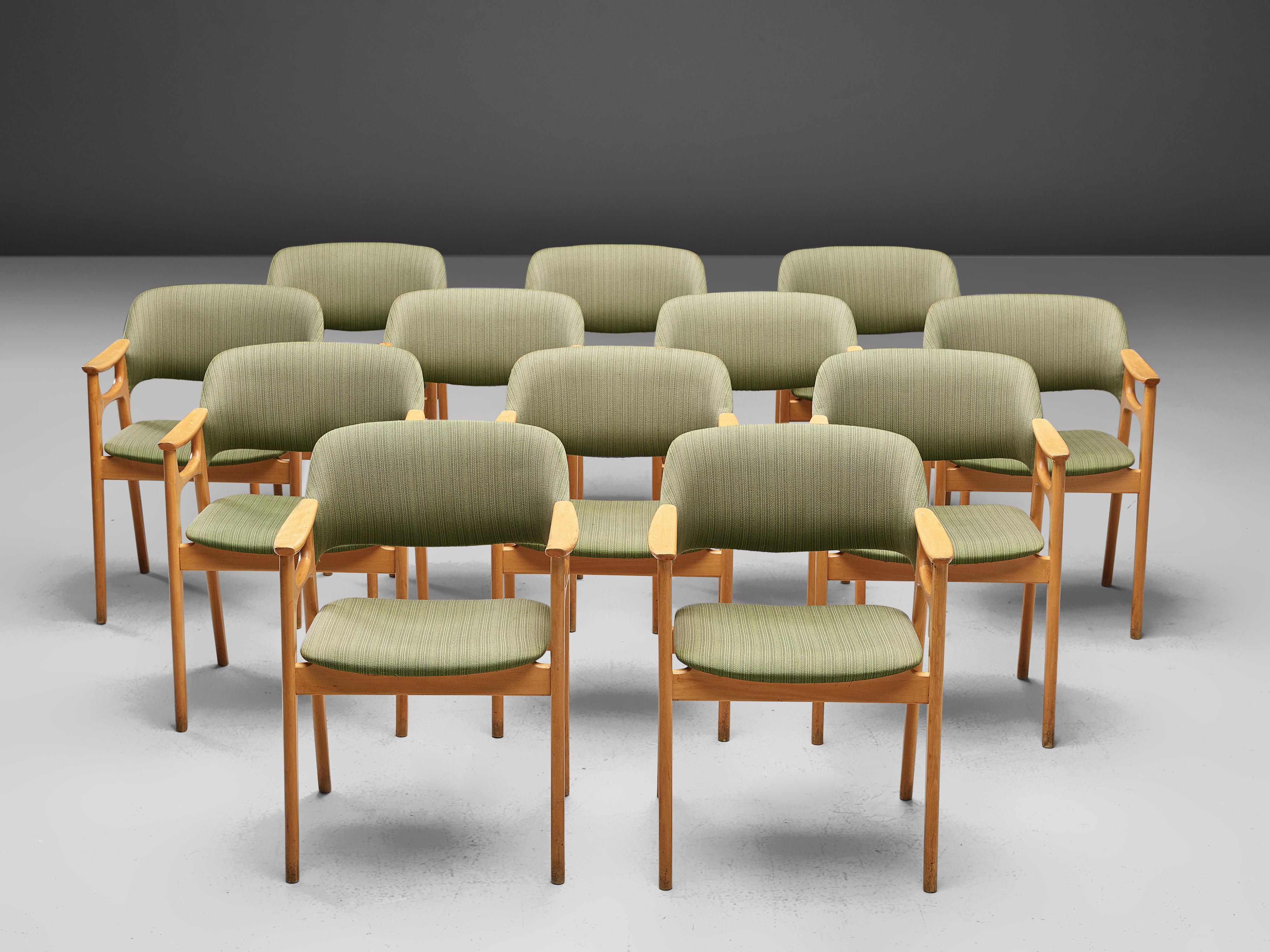 Mid-20th Century Norwegian Dining Chairs with Soft Green Upholstery