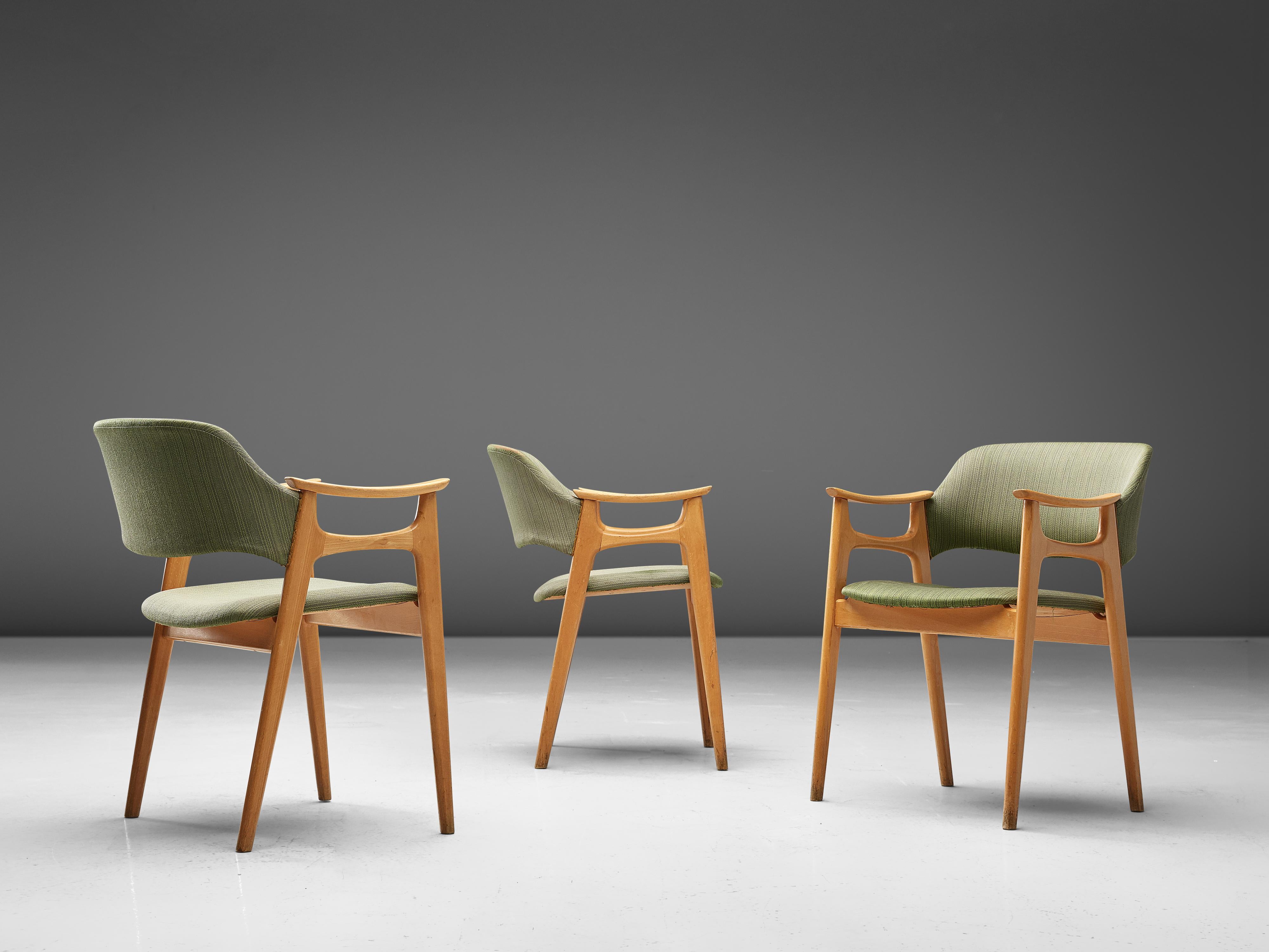 Norwegian Dining Chairs with Soft Green Upholstery 2