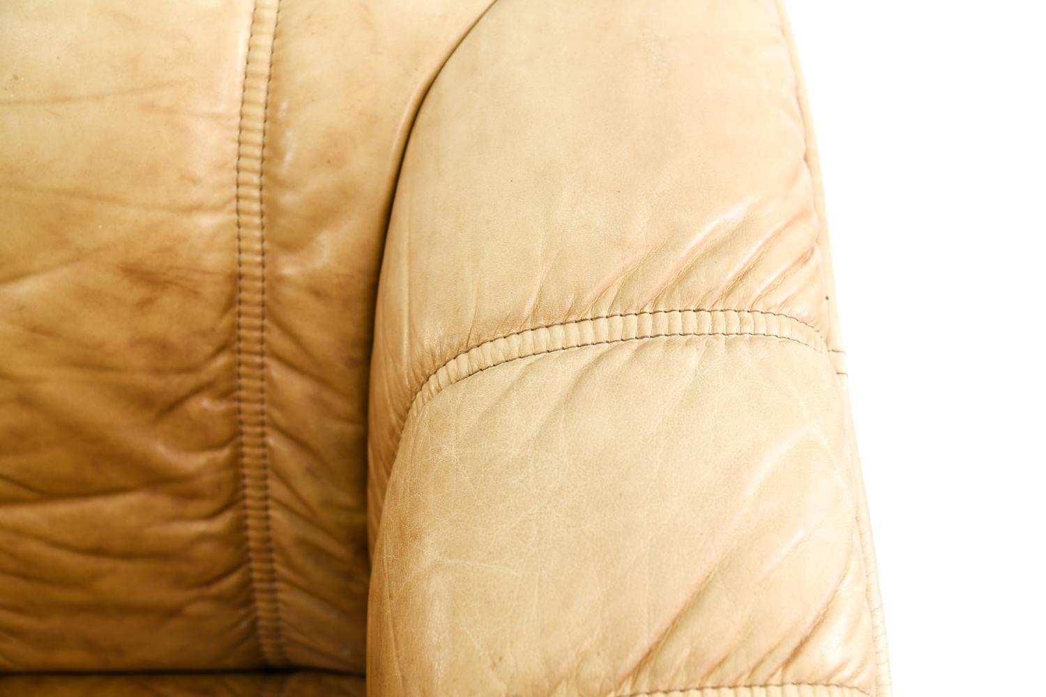 Danish Norwegian Ekornes Sofa in Brandy Color Leather