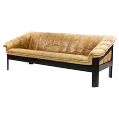 Vintage Norwegian Ekornes Sofa in Brandy Color Leather
