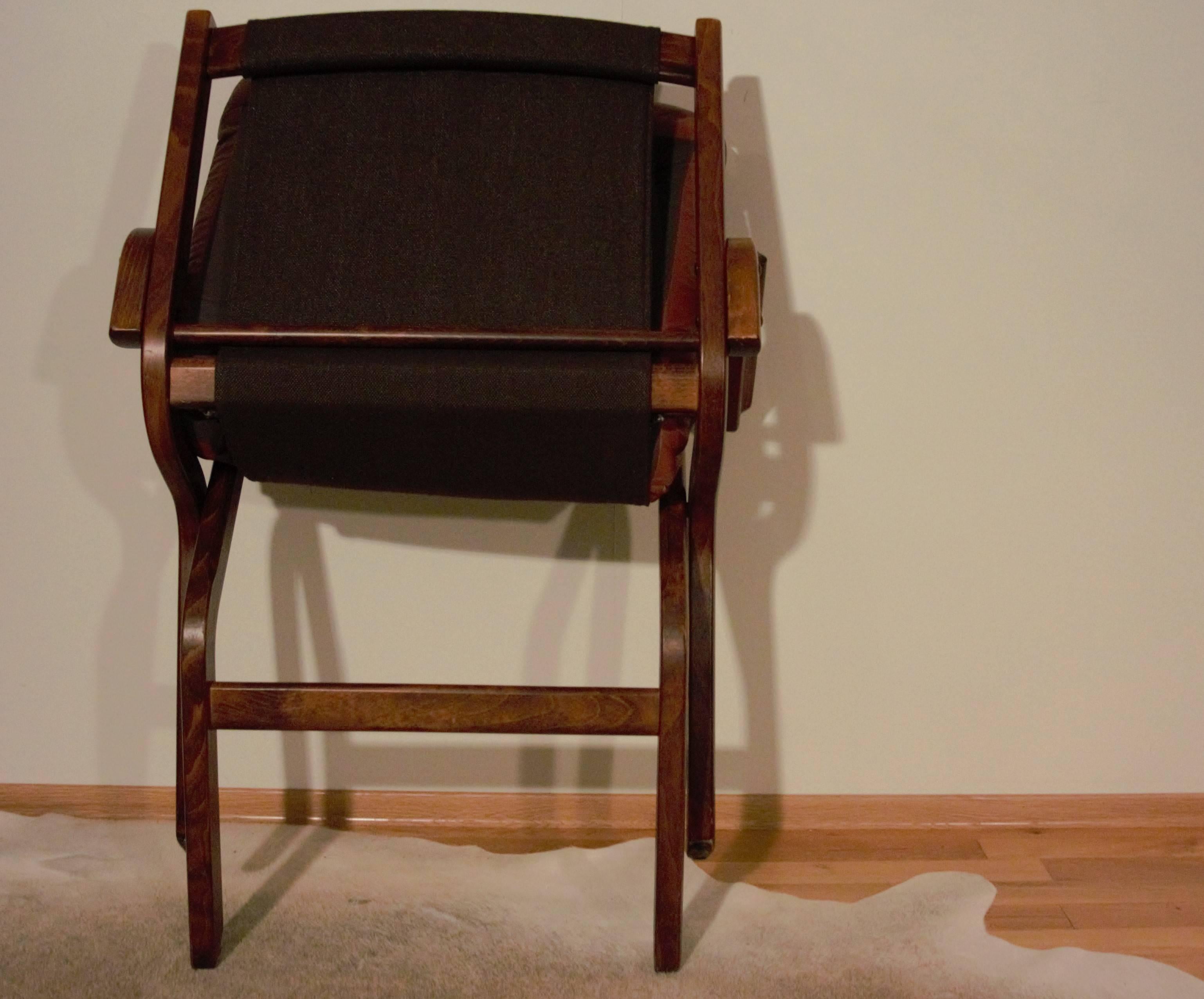 Scandinavian Modern Norwegian Folding Uno Chair in Cognac Leather, 1970s For Sale