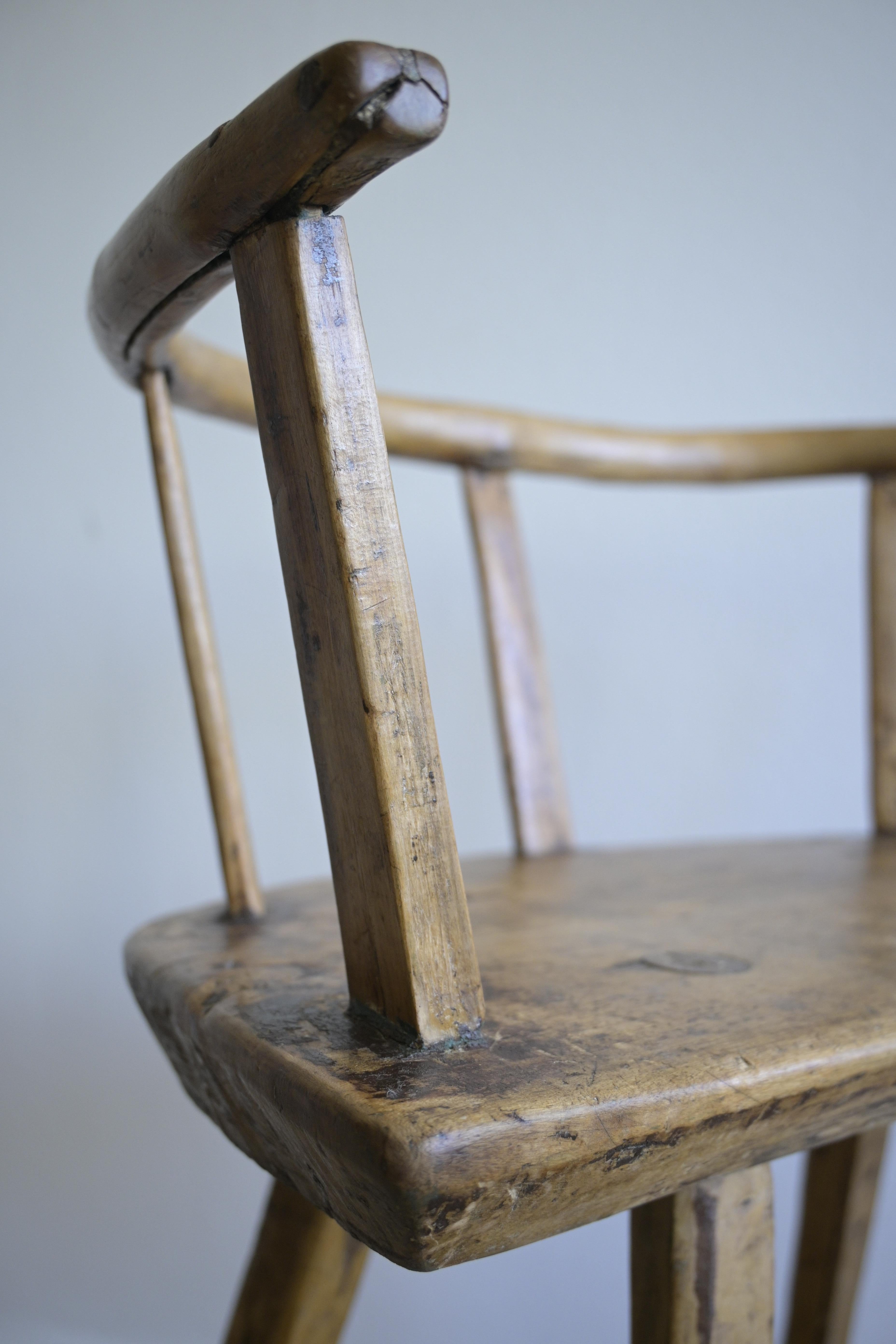 Norwegian Folk Art Chair 'Spinnastol' circa 1850

With its beautiful patina and curved lines.
Made out of birch wood.

Some traces of original paint.

Heigth: 59.5 cm/23.4 inch
Depth: 31 cm/12.2 inch
Width: 54 cm/21.2 inch
Seat Height: 42 cm/18.5