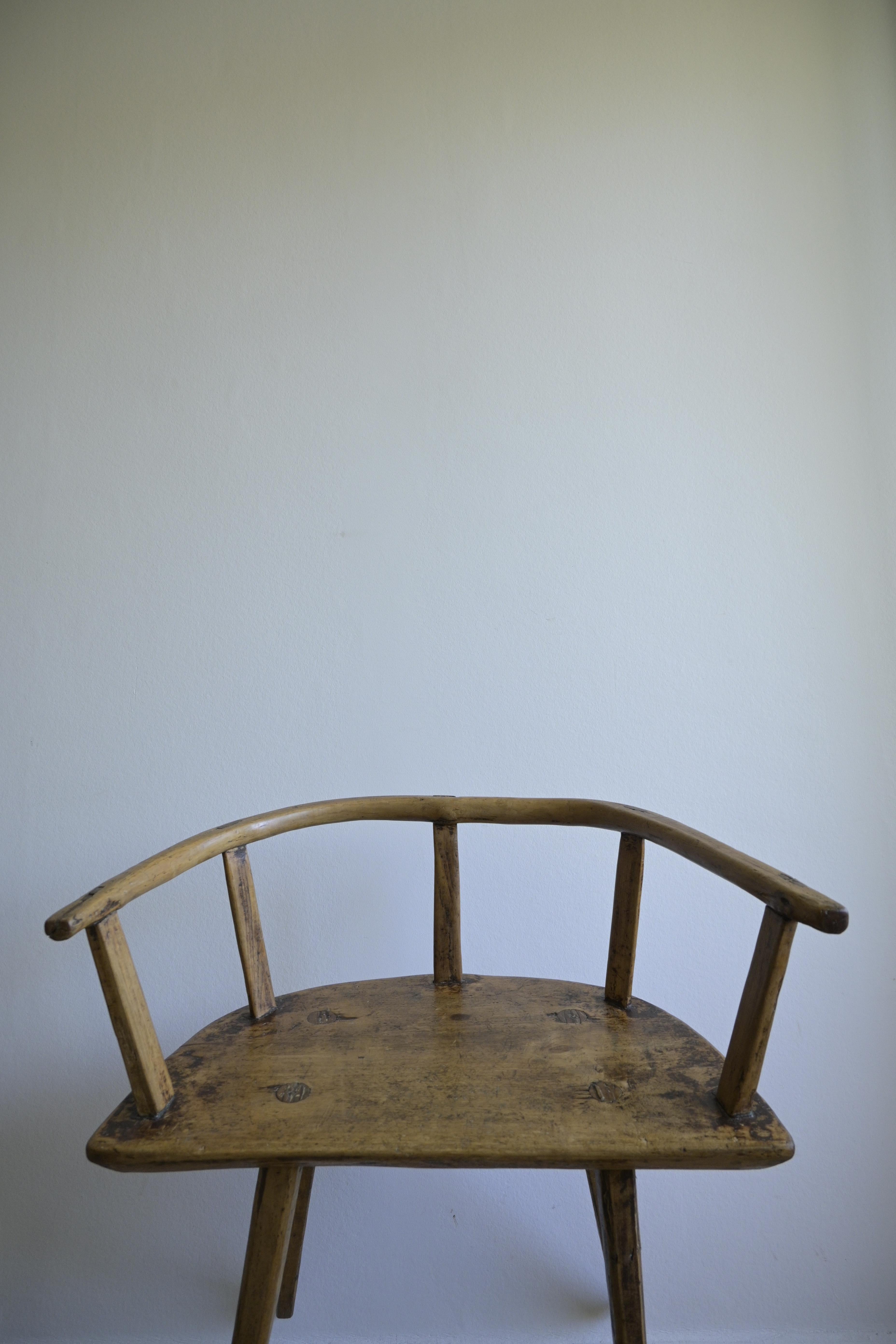 Hand-Carved Norwegian Folk Art Chair 'Spinnastol' circa 1850 For Sale