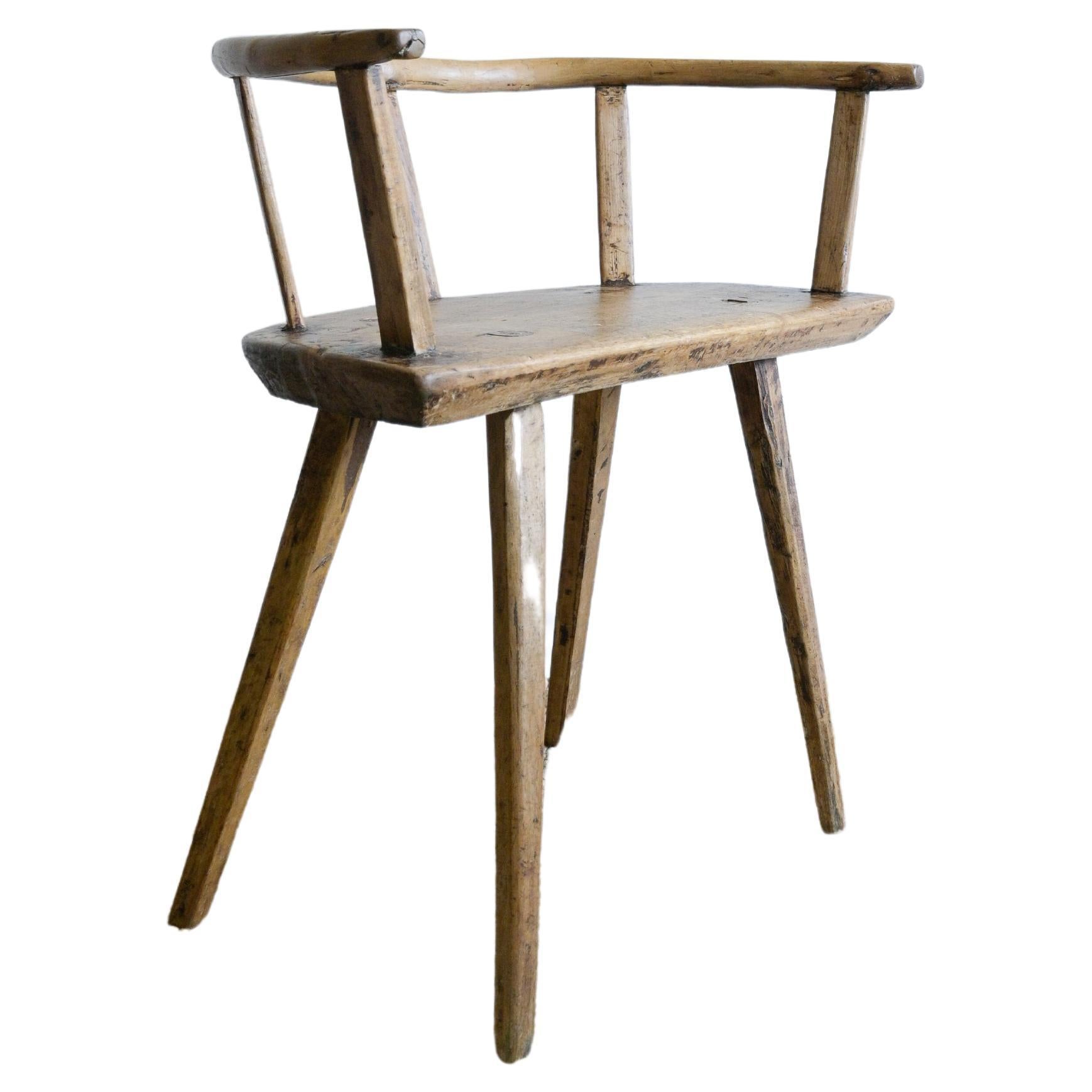 Norwegian Folk Art Chair 'Spinnastol' circa 1850 For Sale