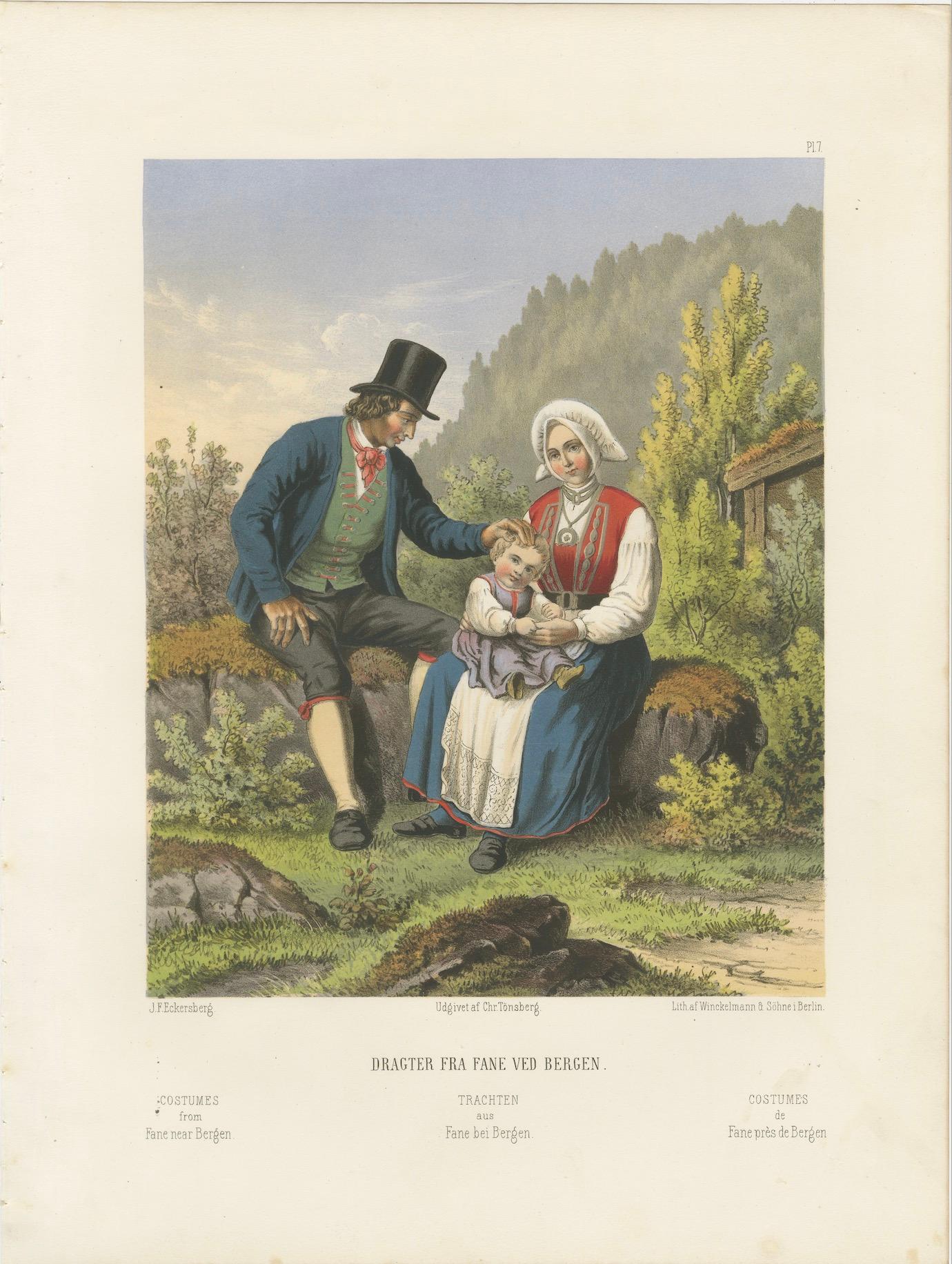Norwegian Folk Costumes from Fane near Bergen – Tonsberg Edition, 1860s en venta 2