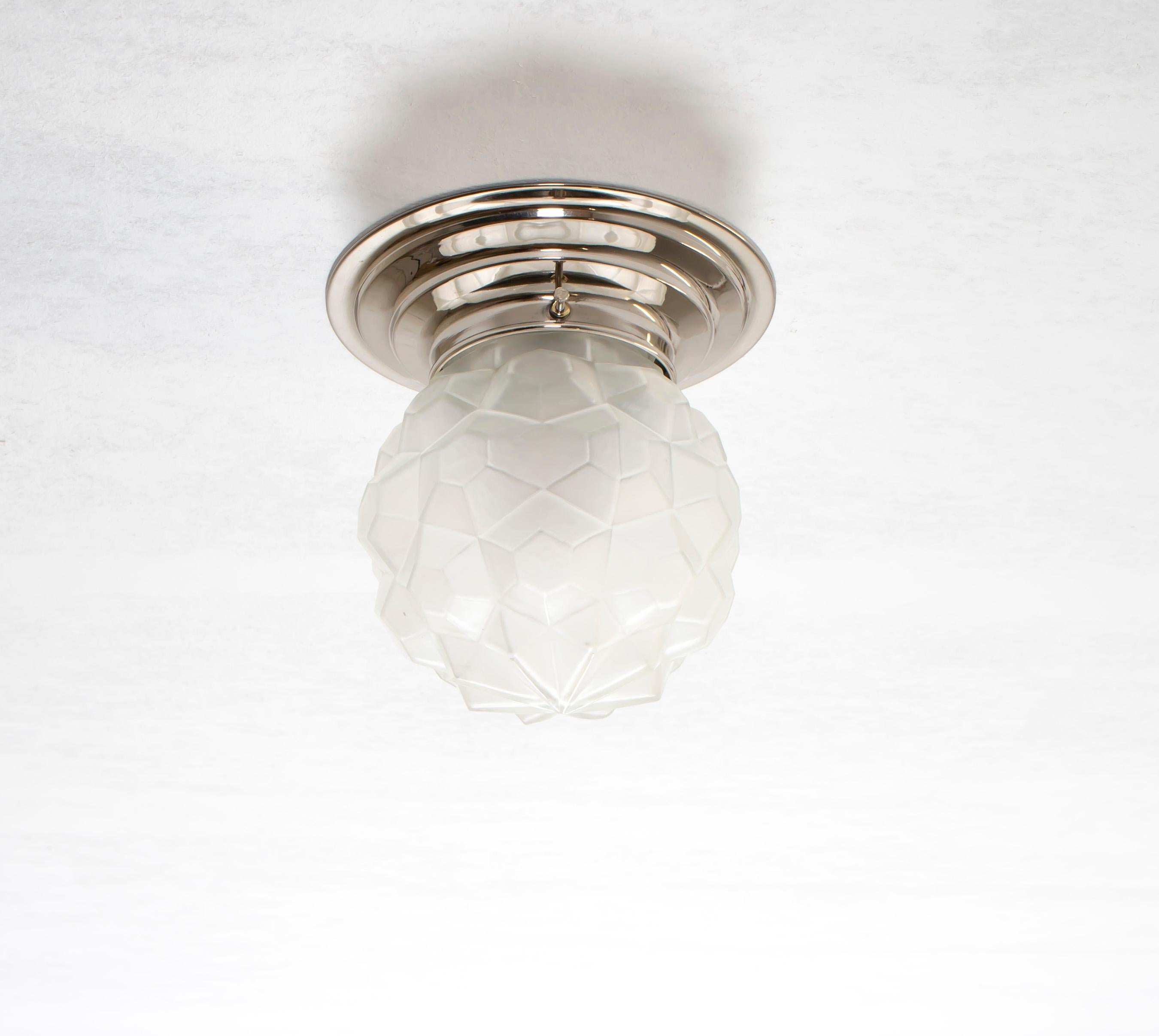 Scandinavian Norwegian Functionalist Flush Mount Ceiling Light, 1950s For Sale