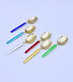 Norwegian Gold Gilt Sterling Silver Dessert Spoons by Aksel Holmsen(1873 - 1962)