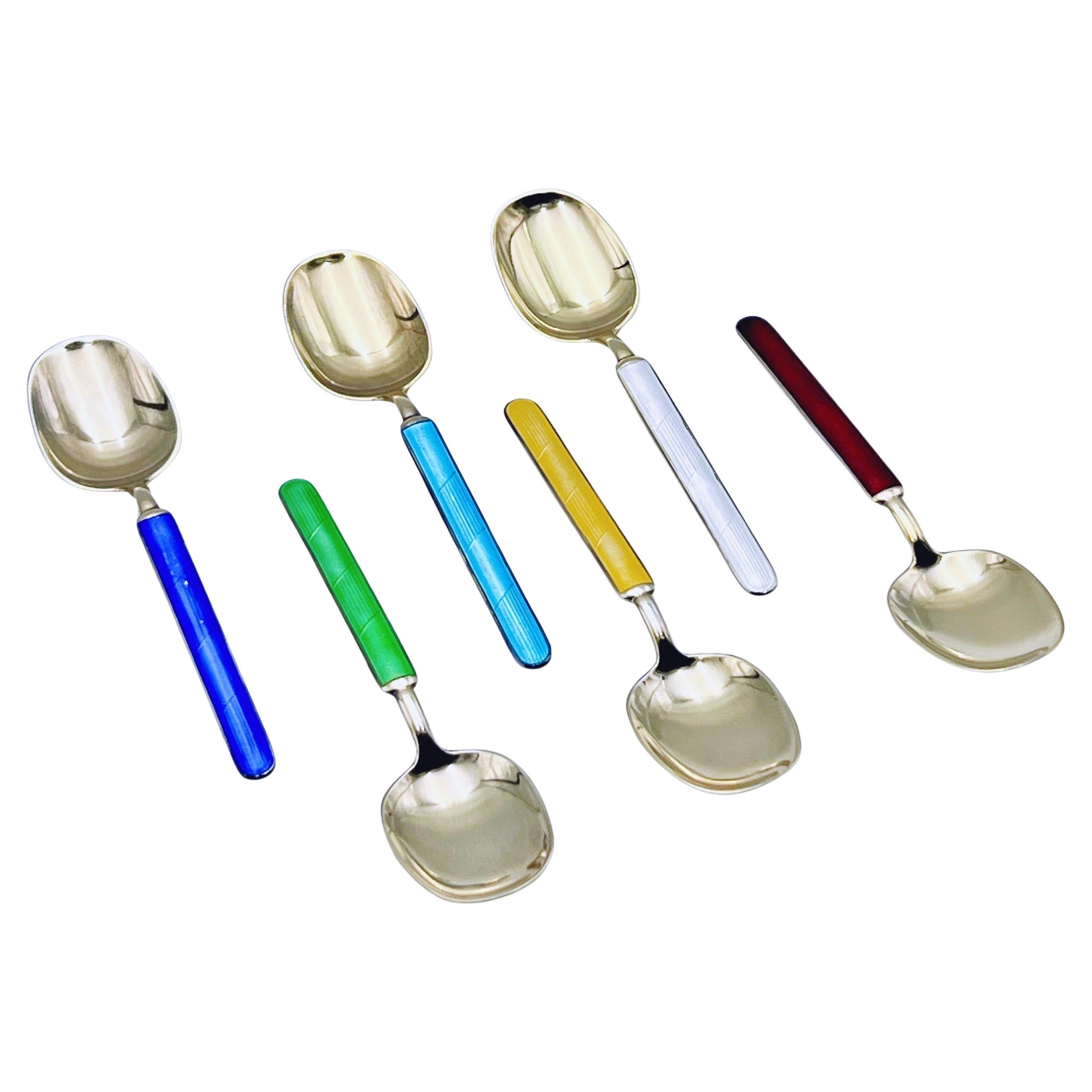 Norwegian Gold Gilt Sterling Silver Dessert Spoons by Aksel Holmsen(1873 - 1962) For Sale