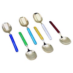 Vintage Norwegian Gold Gilt Sterling Silver Dessert Spoons by Aksel Holmsen(1873 - 1962)