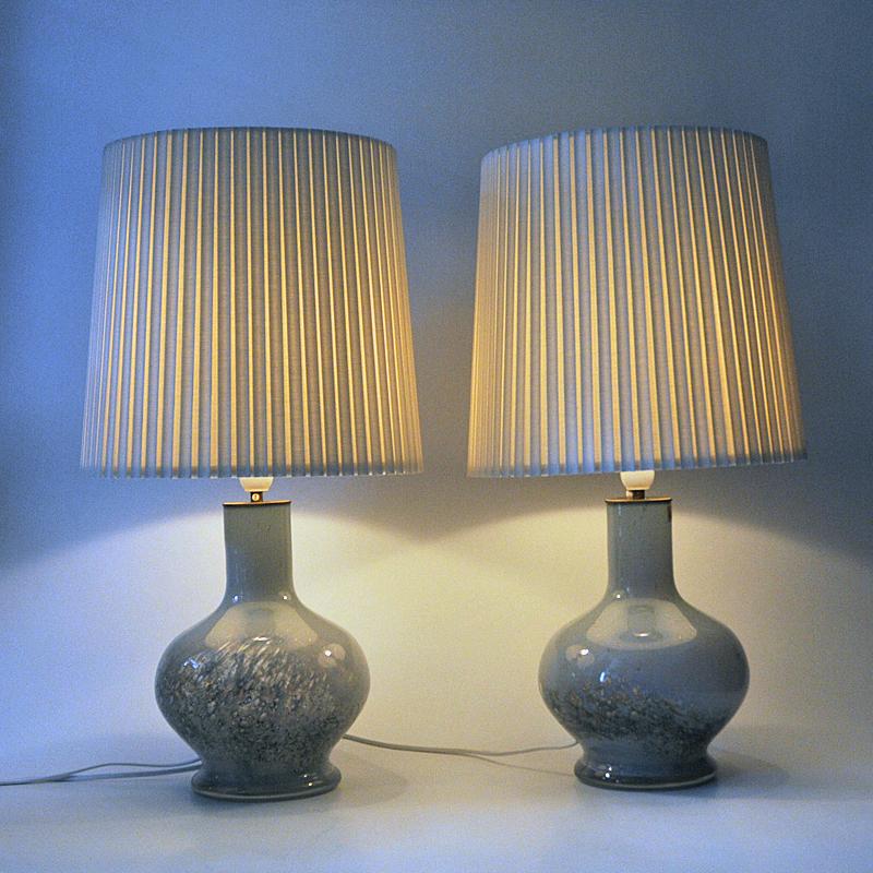 Late 20th Century Norwegian handblown glass table lamp pair by Randsfjord Glassverk 1970s For Sale
