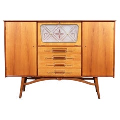 Norwegian High Sideboard in Teak With Lit Bar by Arna Bruk