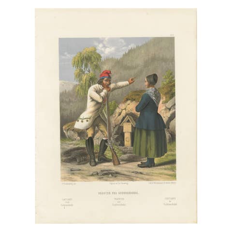 Norwegian Hunter and Woman in Gudbrandsdal Dress – Tonsberg Edition, c.1860