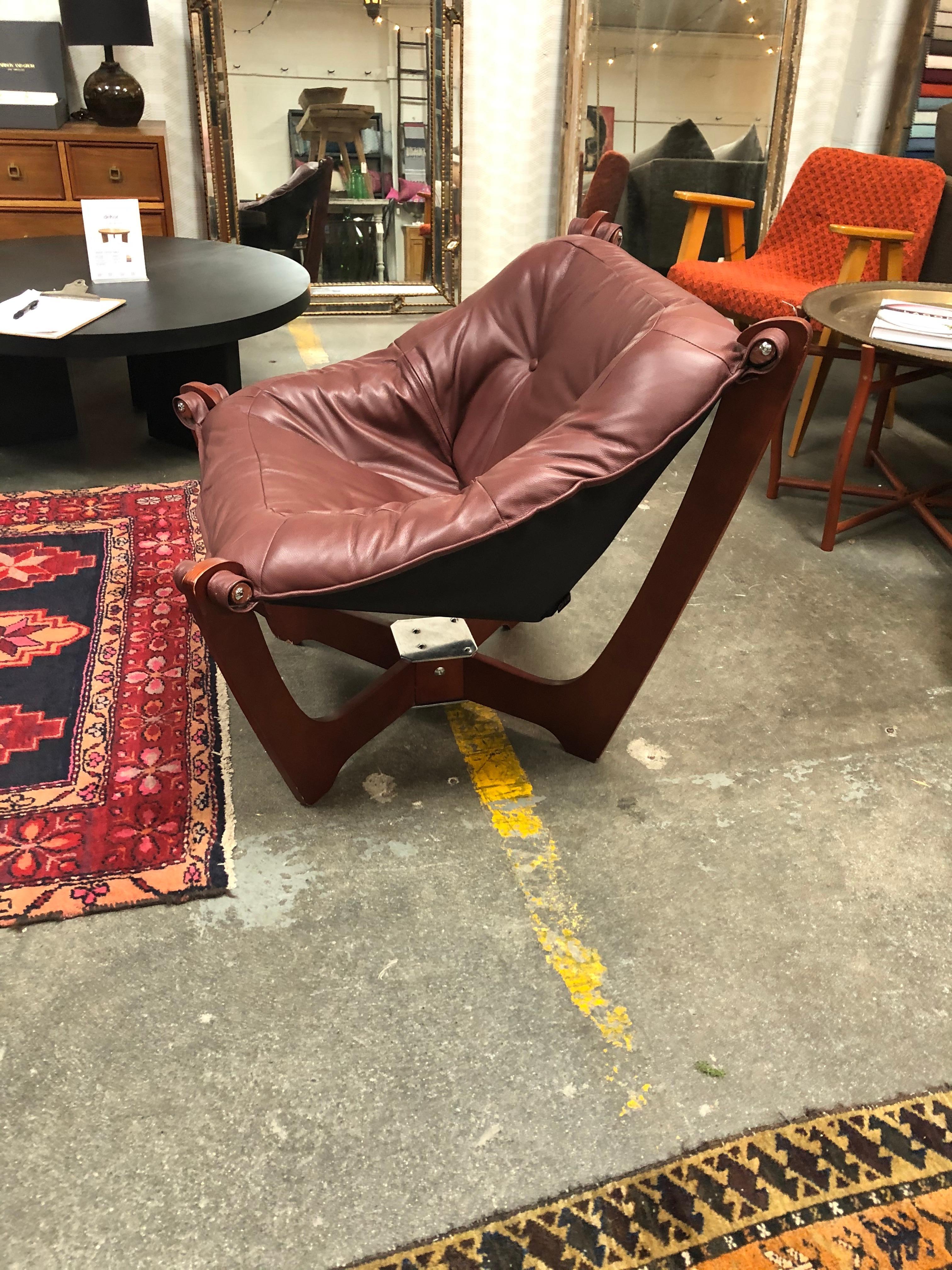Mid-Century Modern Norwegian Leather Lounge Chair