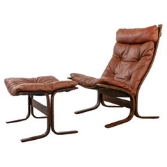 Norwegian Leather "Siesta" Lounge Chair & Footstool, by Ingmar Relling