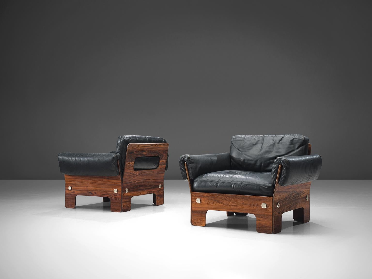 Late 20th Century Norwegian Living Room Set in Rosewood and Leather