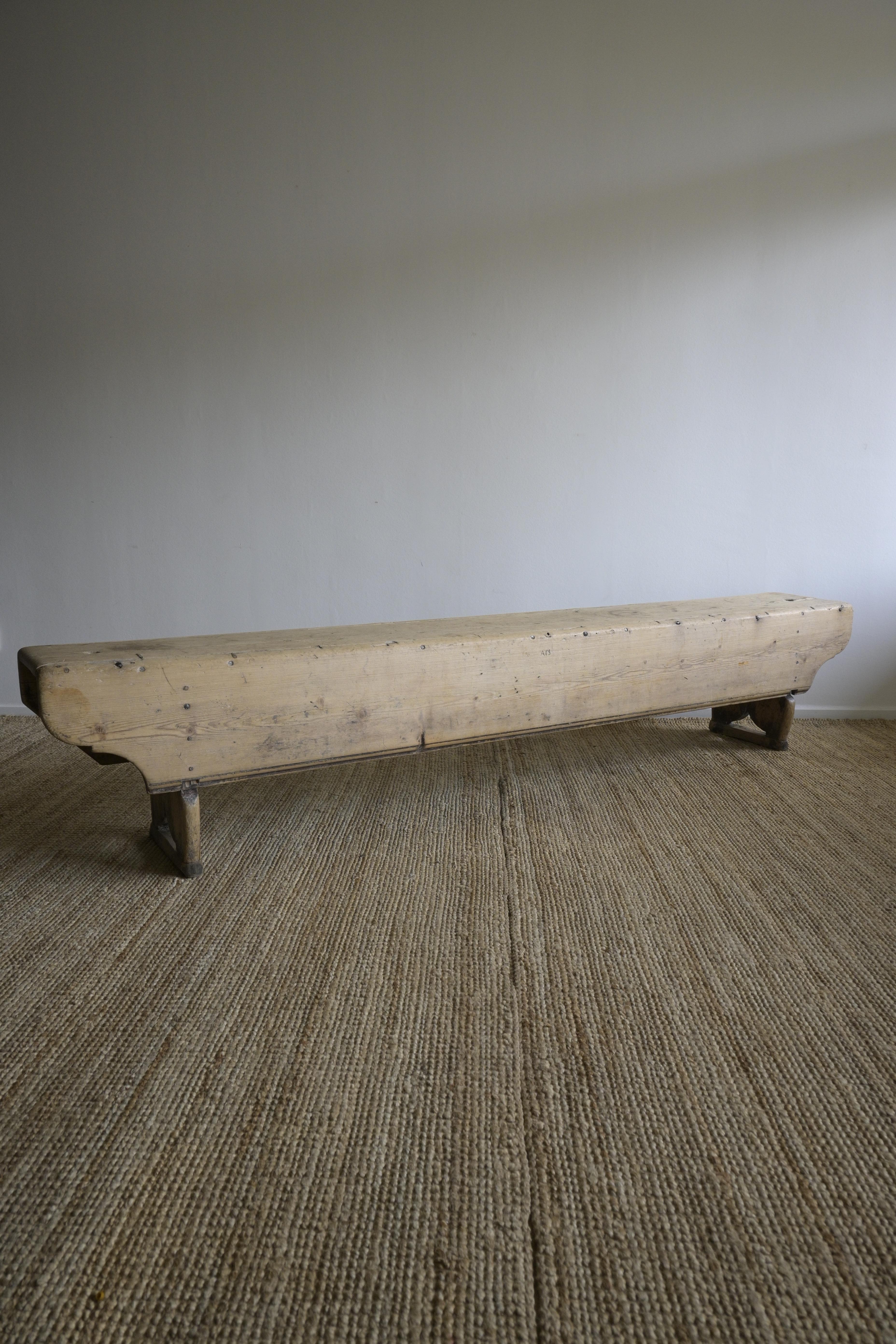 Hand-Carved Norwegian Long Bench circa 1780 For Sale