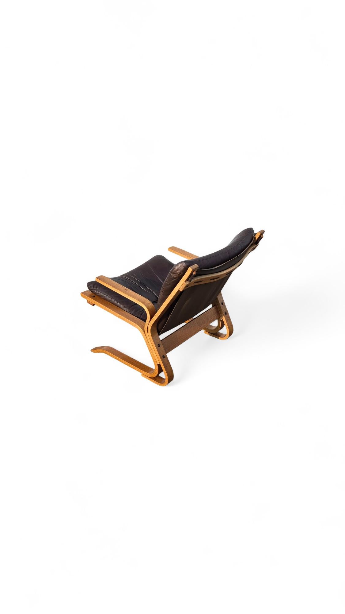 Leather Norwegian Lounge Chair by Oddvin Rykken for Rybo & Co. For Sale